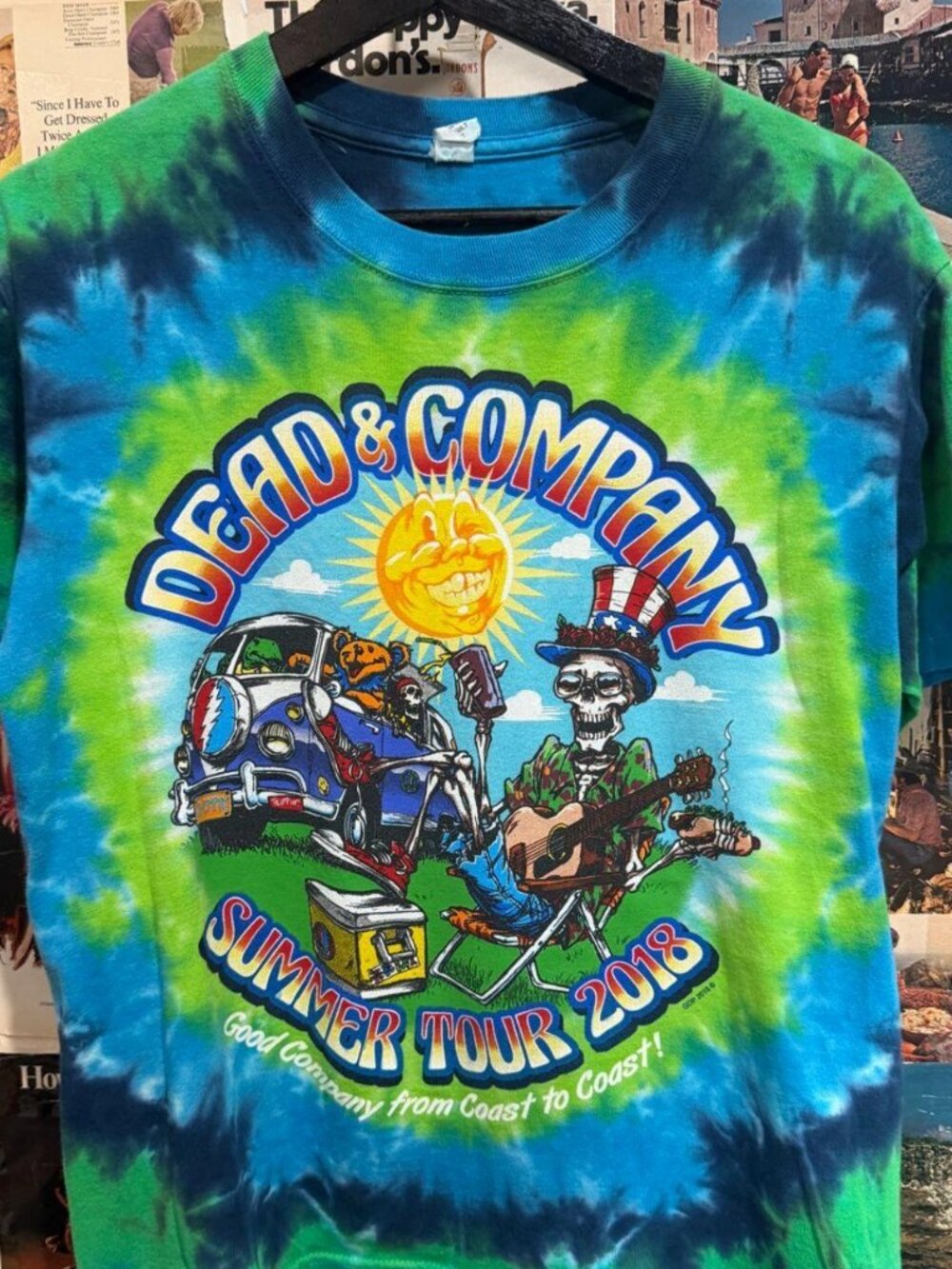 Dead & Company 2018 Summer Tour tee blue green tie-dye S